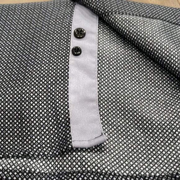 Mens Microfiber Black/White Dot Print Long Sleeve Button Down Shirt Size Medium - Picture 7 of 10